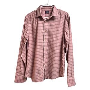 Untuckit Men's Pink Check Cotton Button Up Medium
